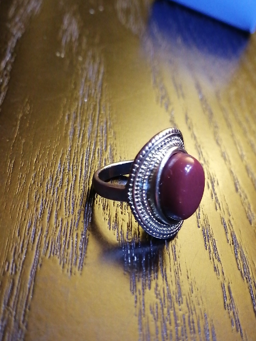 Antique Style Brown Cabochon  Gold Tone Vintage Ring Size 6.25